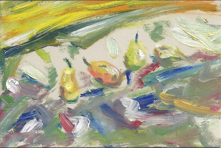 Abstract Pears, James P. Morris, Paint On Rag Mat, Postcard #96, $TBD