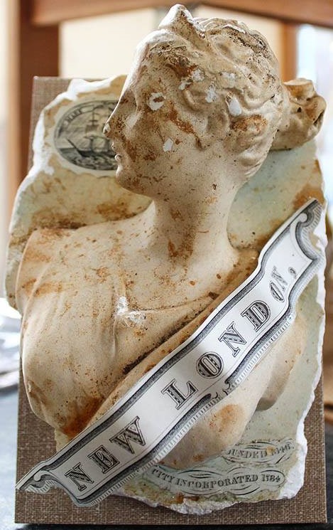 Athena Loves New London, Maurene Kennedy, Found Object and New London Ephemera, Postcard #75, $TBD - Copy