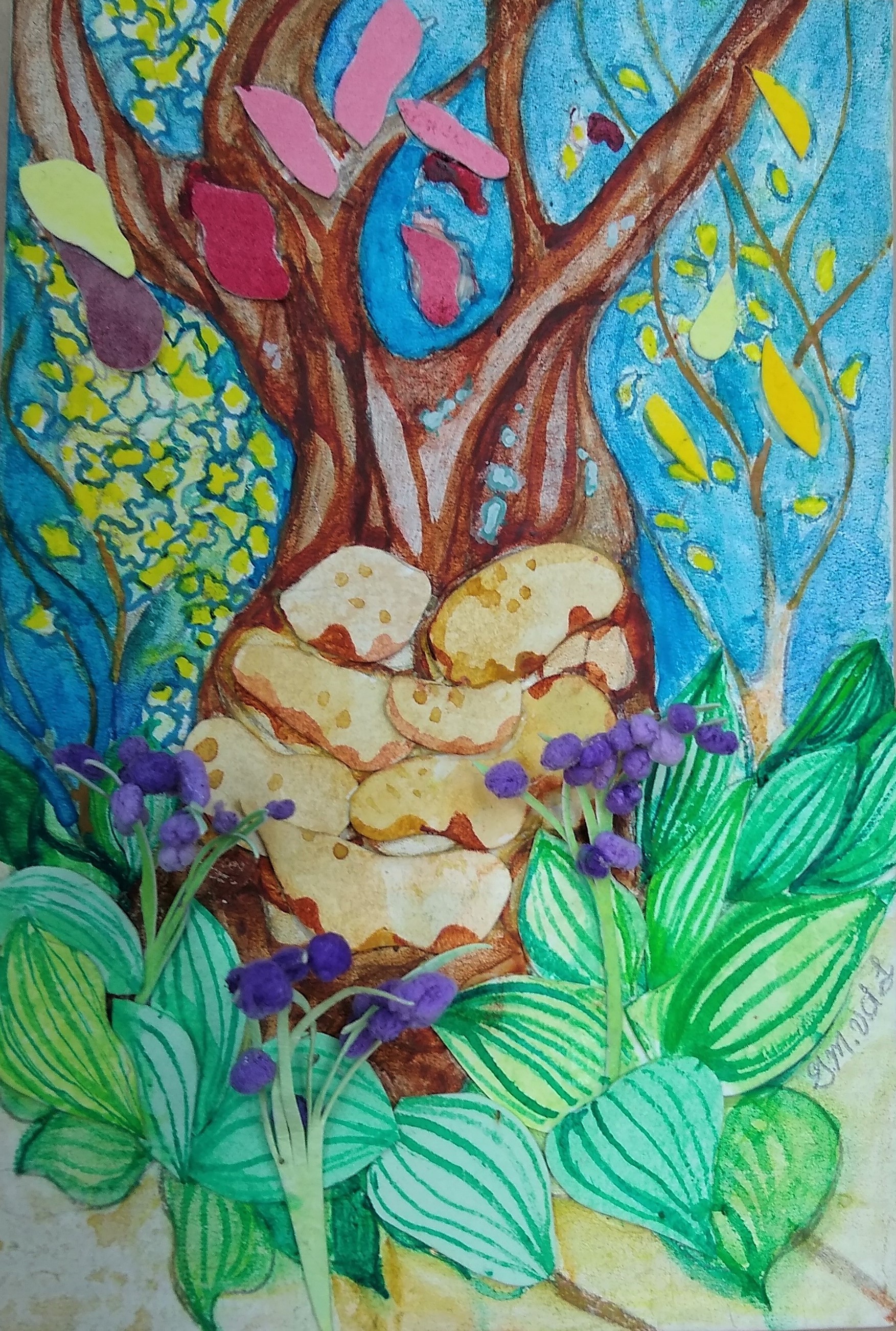 Autumn In New London, Gretchen van der Lyke, Demensional Watercolor Botanical, Postcard #103, $TBD