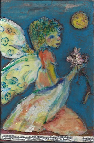 Flower Fairy, Diane Pantenello, Paint on Rag Mat, Postcard #68, $TBD