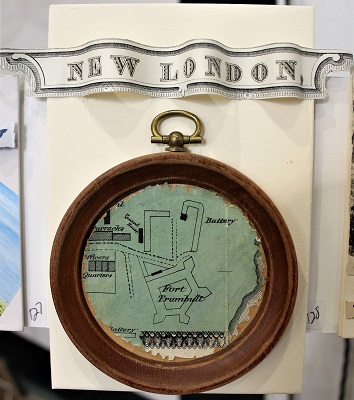 Fort Trumbull-New London, Maurene Kennedy, Antique Map, Vintage Frame on Rag Mat, Postcard #128, $TBD - Copy