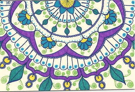 New London Mandala, Holly, Ink On Rag Mat, Postcard #33, $TBD