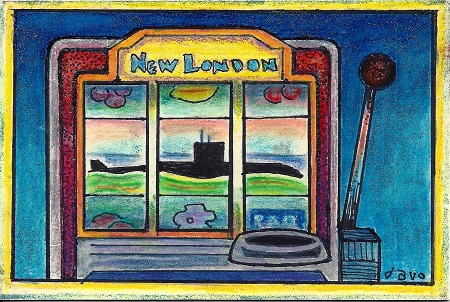 New London Slot Machine, Davo, Acrylic and Glitter On Rag Mat, Postcard #25, $TBD