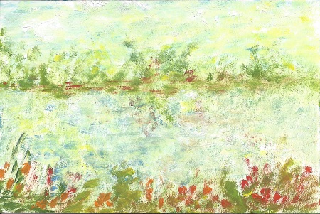 Landscape, Jacqueline M. Carlson, Acrylic On Rag Mat, Postcard#11, $TBD