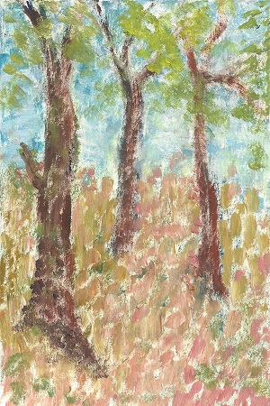 Landscape, Jacqueline M. Carlson, Acrylic On Rag Mat, Postcard #12, $TBD