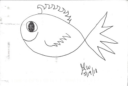 Whale Of A Fish, G.W., Ink On Rag Mat, Postcard#5, $TBD