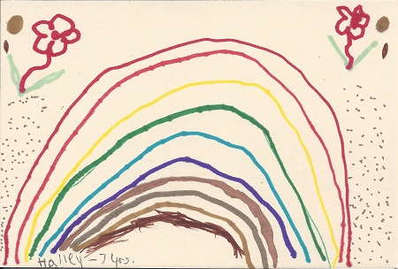 Rainbow Over New London, Hailey Champagne, Age 7yrs, Ink on Rag Mat, Postcard #43, $TBD