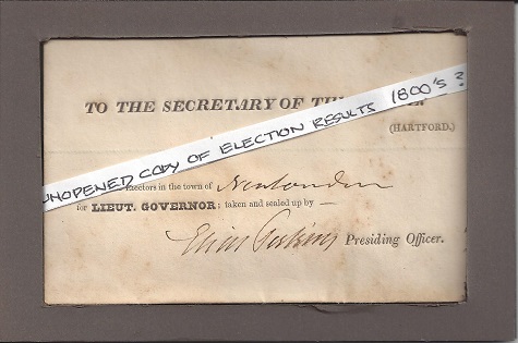 Sealed Lieut. Governor Election Results 1800, Signed Perkins, Clark van der Lyke, Antique Ephemera on Rag Mat, Postcard #55, $TBD