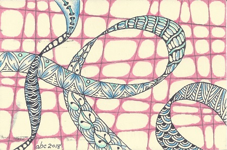 Summer Greetings, Annette - Certified Zentangle Teacher and Member of Mysticalligraphers, Postcard #27, $TBD