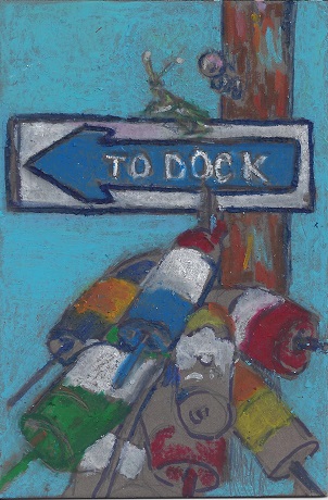 To Dock, Diane Pantenello, Paint on Rag Mat, Postcard #69, $TBD