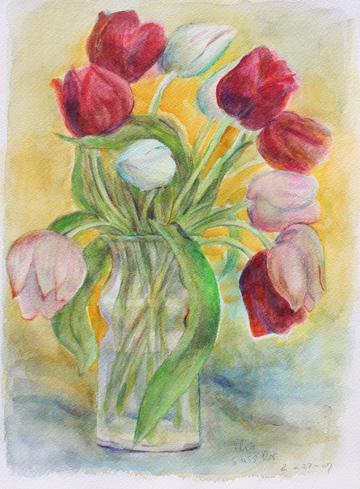 Spring Tulips, Ruth Sussler, Watercolor, 12x16, $165