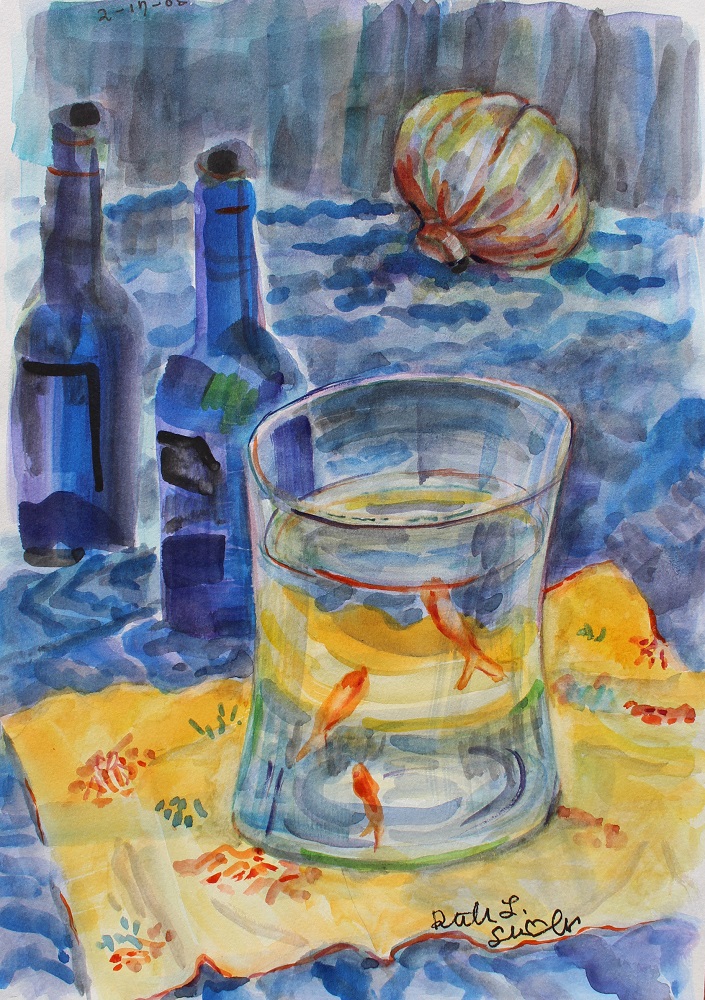 Three Little Goldfish, Ruth Sussler, Watercolor, 12x16, $165