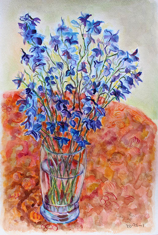 Blue Floral, Ruth Sussler, Watercolor, 16x20, $235