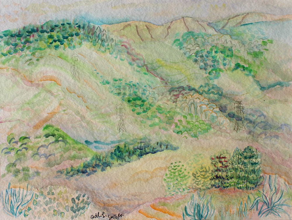 Hillside Landscape, Ruth Sussler, Watercolor, 20x16, $235