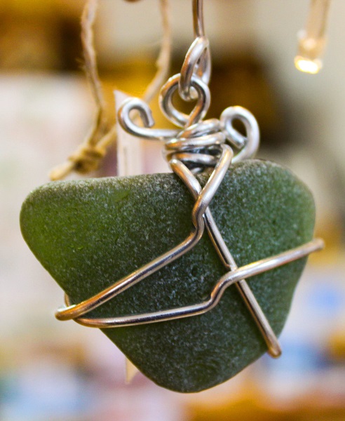 Locally sourced sea glass ornament by local artist Lori McLain
