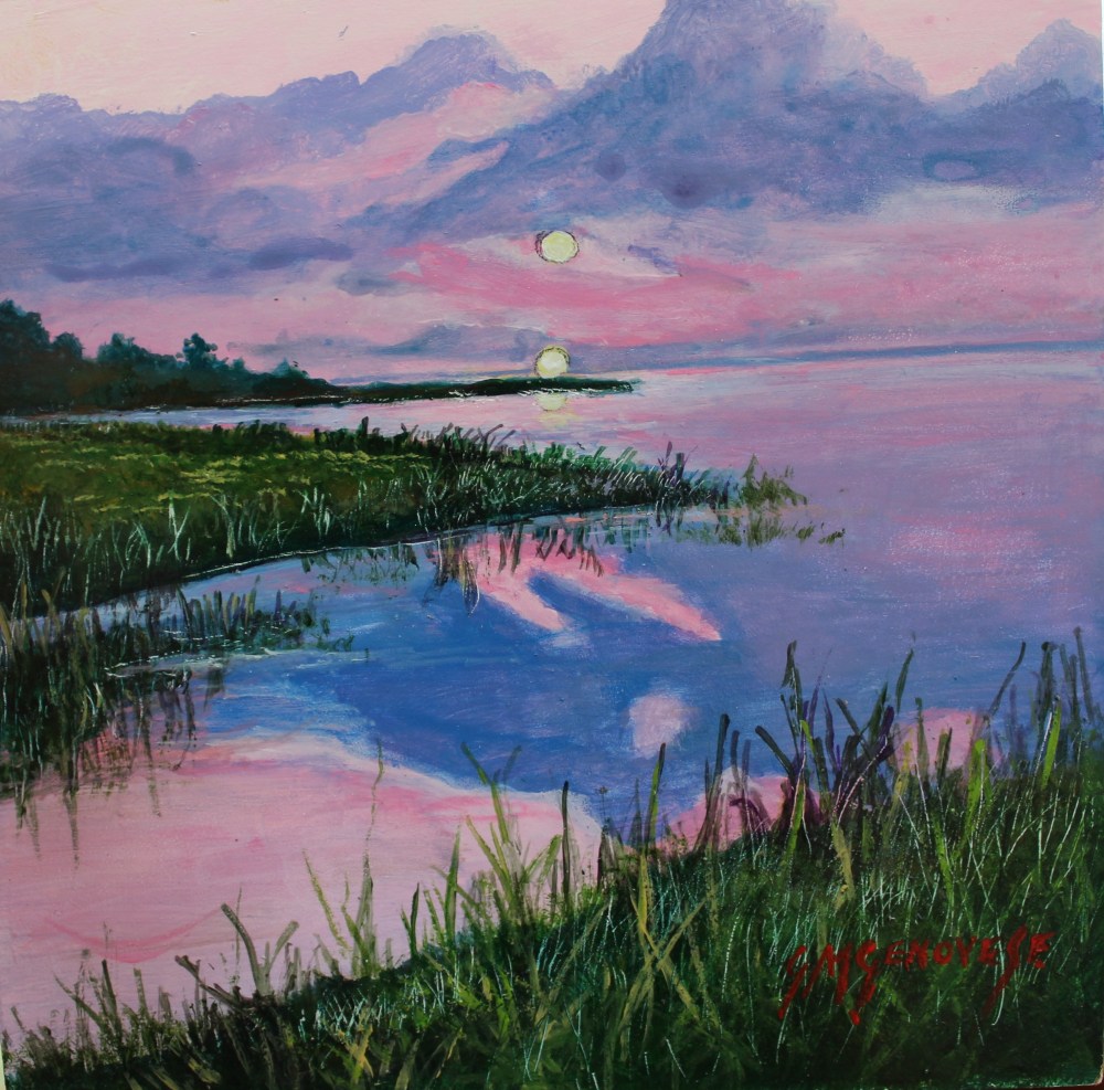 Marsh Sunset, Gigi Mezzo Genovese, Acrylic, 8x8, $200