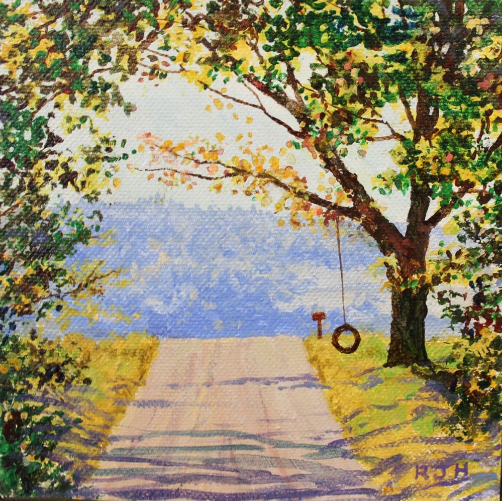 Down Country Roads, Robert Hauschild, Acrylic, 7x7, $175