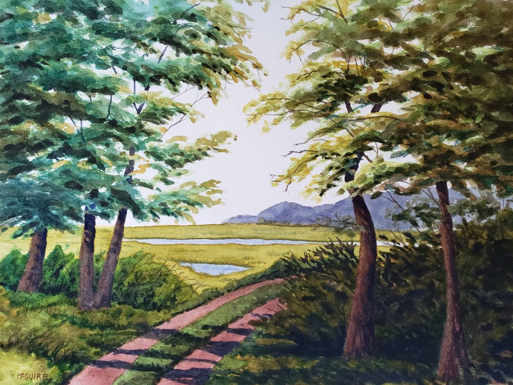 Barn Island Stroll, John McGuire, Watercolor, 16x20, $400