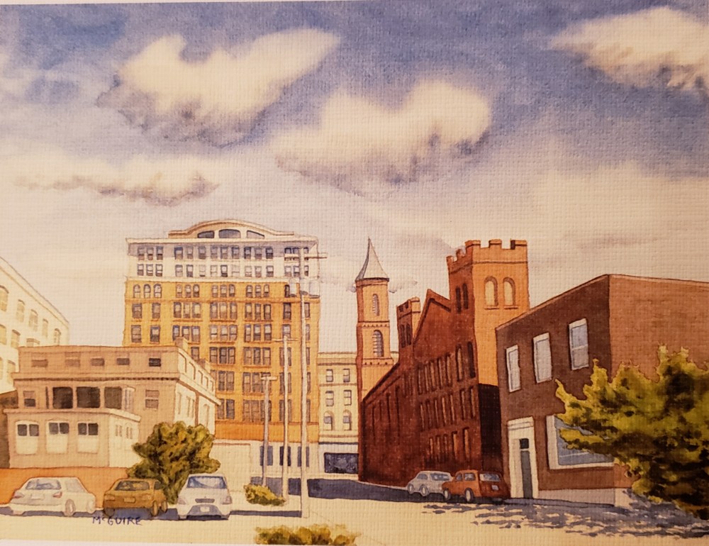Hazy Day On State Street, John MGuire, Watercolor, 11x15, $350