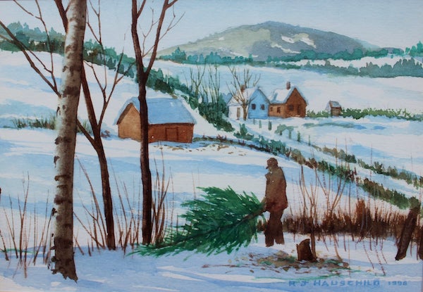 Yuletide Tree, Robert Hauschld, Watercolor