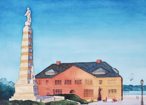 New London Train Station, John McGuire, Watercolor, 22x18, $800