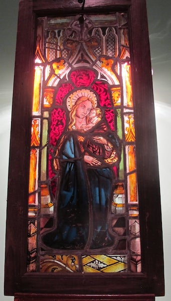 Beatae MariaeVirginis & Holy Child, Stain Glass Window c.17th C., 15x33, POR