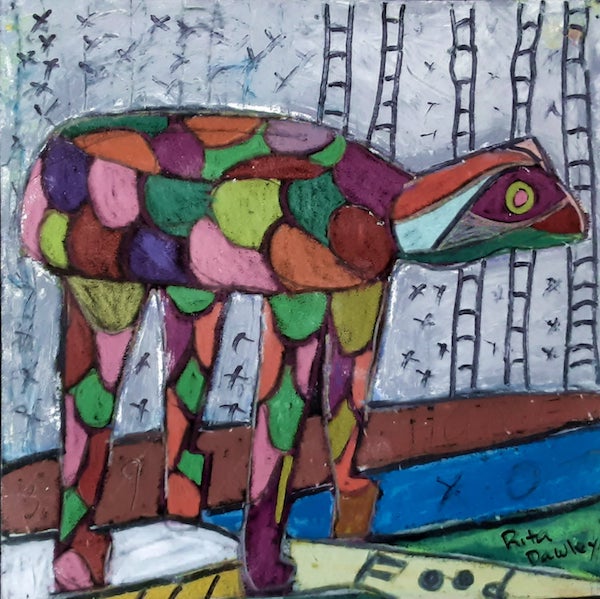 Happy Turtle, Rita Dawley, Mixed Media, 12x12,$225