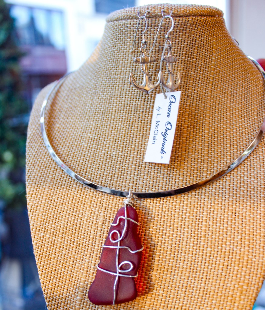 Rare Red Sea Glass and Sterling Silver Choker by Lori McClain of Ocean Originals