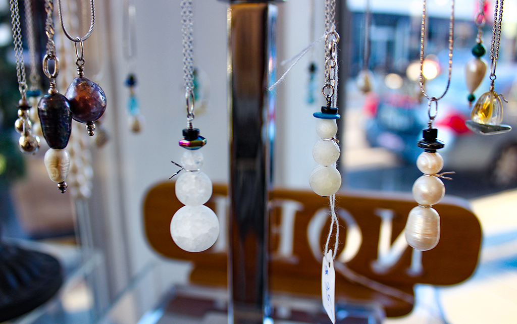 Blue Glass Inspirations - Pearl, Gemstone, Sterling Silver Snowmen Necklaces